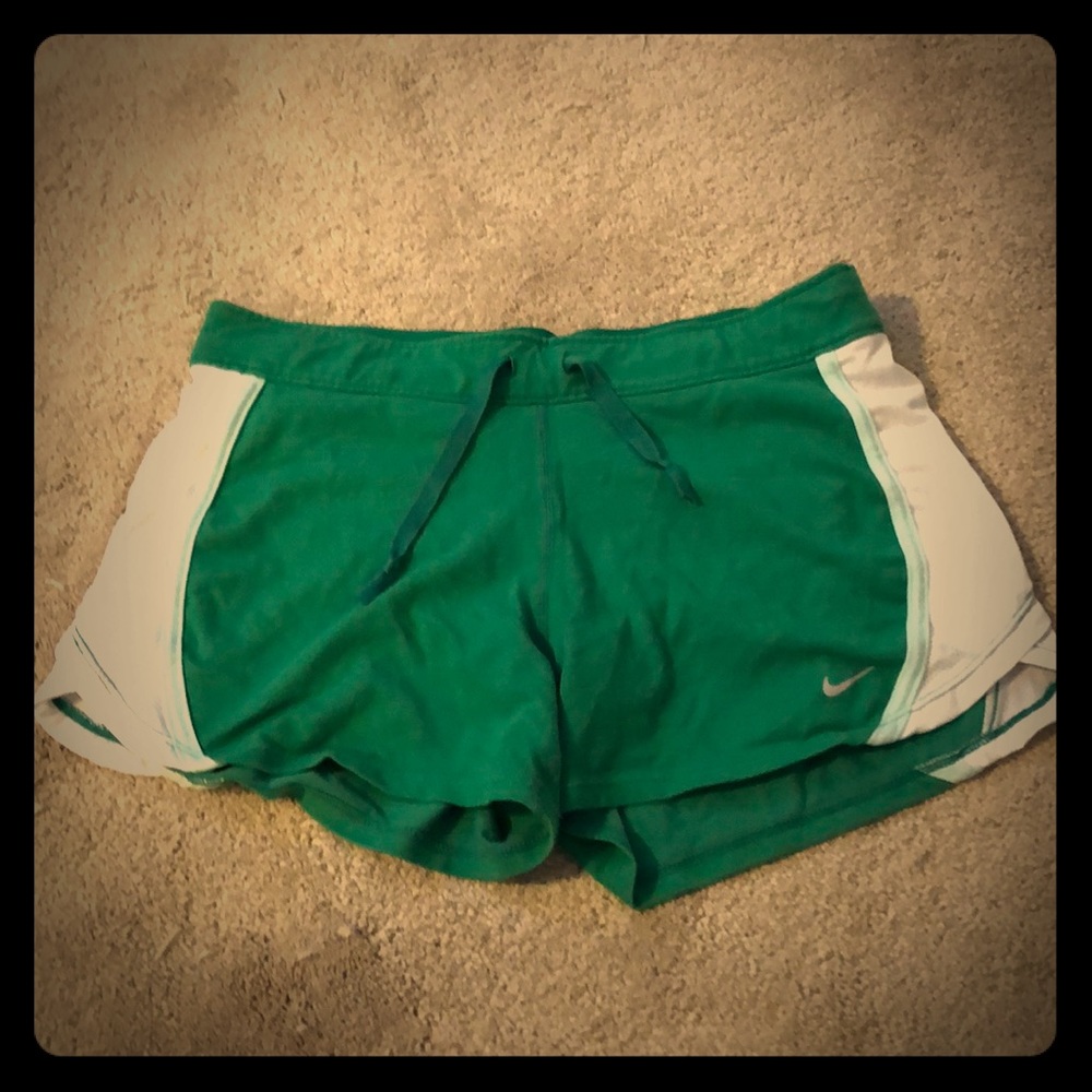 Nike Dri Fit green athletic running shorts Size S